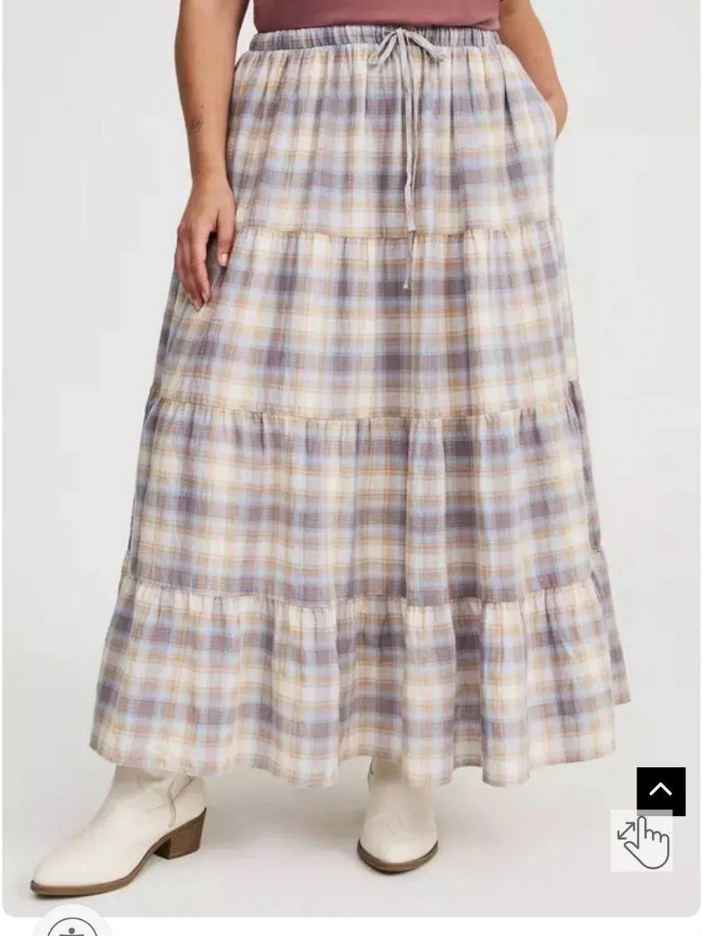 torrid Lavender & Cream Plaid Tiered Maxi Skirt